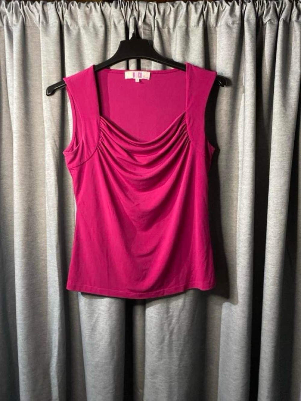 BCBG Draped Cowl Neck Sleeveless Camisole in Magenta